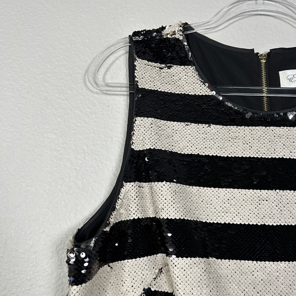 Eliza J size 14 sleeveless sequin crop top black white stripe party festive NEW - Picture 3 of 10